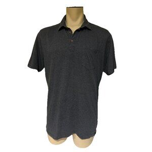 prAna Mens LT Tall Pocket Golf Polo Shirt Organic Cotton Blend Gray Stripe